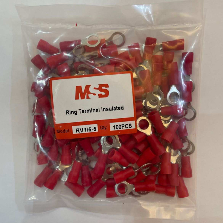 سرسیم گرد مدل RV1.25-5 بسته ۱۰۰ عددی روکش پلاستیکی قرمز