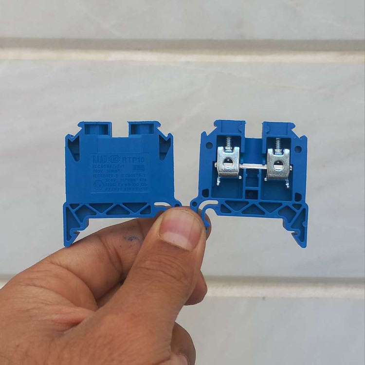 ترمینال ریلی رعد الکتریک مدلRTP10 رنگ آبی نول مناسب تابلو برق